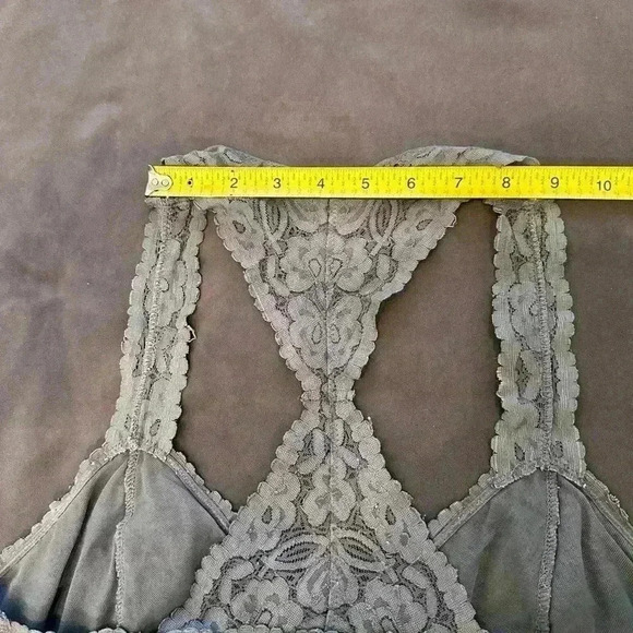 Free People Charcoal Gray Lace Bralette Medium, Racerback Style Intimately - Picture 9 of 12